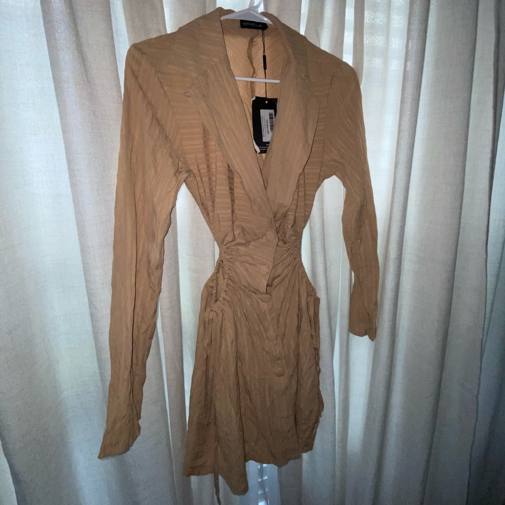 Elegant Tan Women's Cut Out Dress